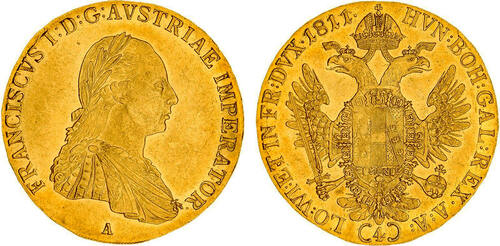 Austria 1811 Emperor Franz I of Austro-Hungary, Vienna mint 4 Ducats very scarce aUNC