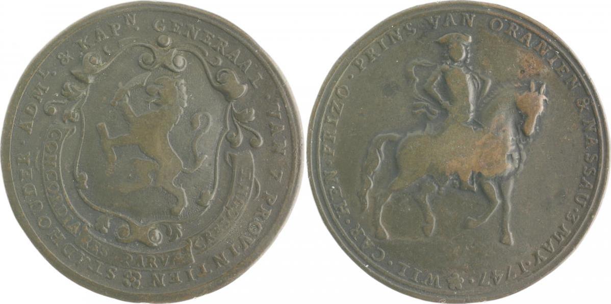 Niederlande Bronzemedaille 1747 Willem IV. van Oranje-Nassau 1711-1751