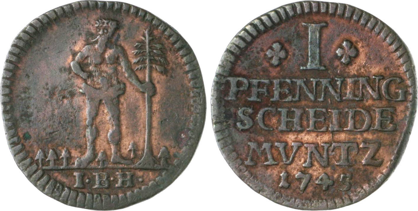 BraunschweigWolfenbüttel 1 Pfennig 1745 IBH Karl I. 17351780 ss MA