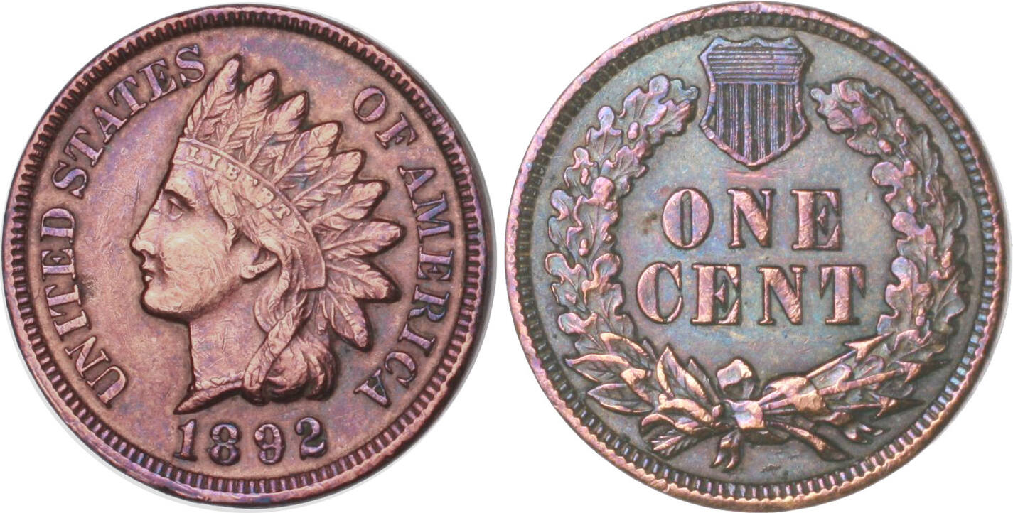 USA 1 Cent 1892 Indian Head vz | MA-Shops