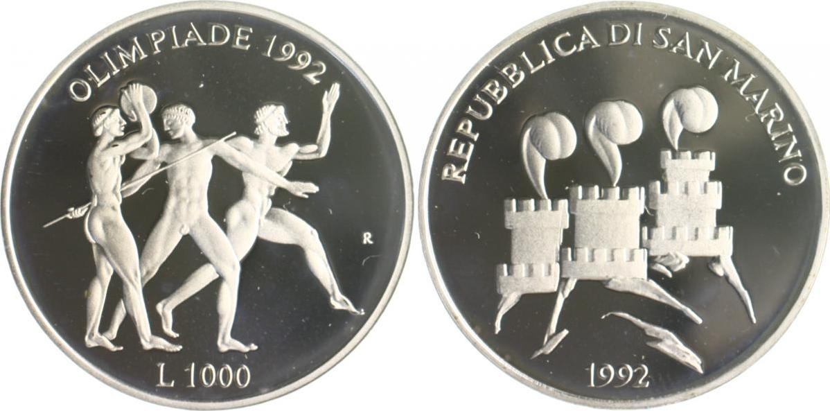 San Marino 1000 Lire Olympische Spiele 1992 in Barcelona Antike