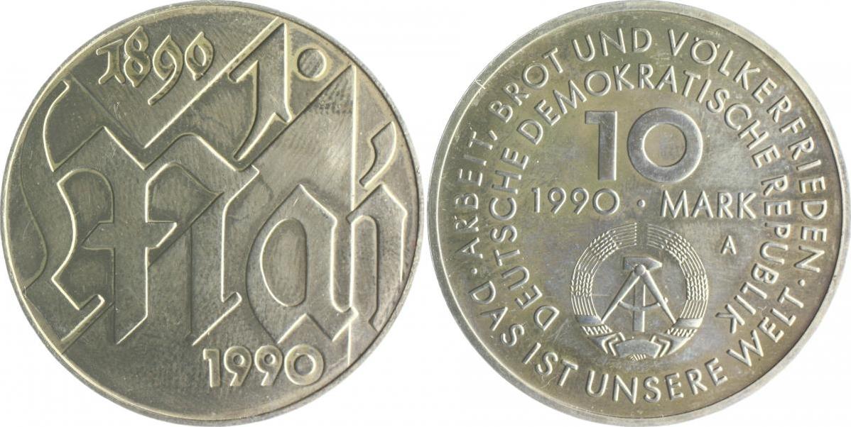 10 Mark 1990 A Deutsche Demokratische Republik - DDR 100 ...