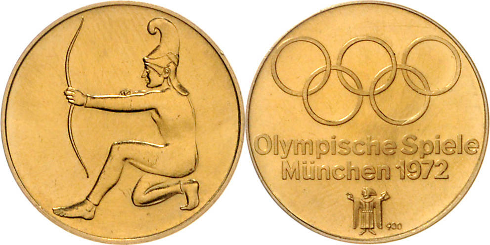 1972 München Sommer Olympiade Goldmedaille mit Gold Kette &