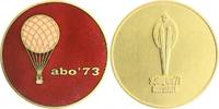 Luftfahrt - Ballon Bronzemedaille, vergoldet, rot emailliert der abo ´73, a.d. Skiflug-WM in Obersdorf -