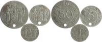 Mitteldeutsche Städte u. Provinzen - Halberstadt Lot von 3 Stücken 1, 5 u. 50 Pfennig o.J. des Landkreises Halberstadt, Fe-Eisen ss-vz, l.fleckig