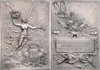 Versilberte Bronzeplakette o.J. Jugendstil (v. Delpech) Prämie des Musikwettbewerbes in Besancon f.st