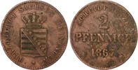 Sachsen-Meiningen 2 Pfennig 1867 Georg II. 1866-1914 s-ss