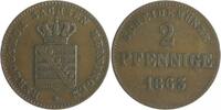 Sachsen-Meiningen 2 Pfennige Bernhard Erich Freund 1821-1866 -