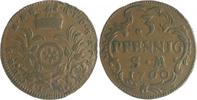 Erfurt-Bistum 3 Pfennig Johann Friedrich Karl Graf von Ostein 1743-1763