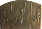 Frankreich Bronze-Plakette, einseitig a.d. Rüstungsindustrie d. 1. Weltkriegs -