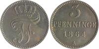 Mecklenburg - Schwerin 3 Pfennig Friedrich Franz II. 1842-1883 -