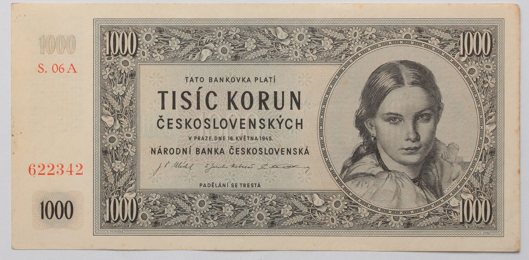 Czechoslovakia 1000 Korun 1945 A Seria AUNC MA Shops czechoslovakia-1000-korun-1945-a-seria-aunc-ma-shops