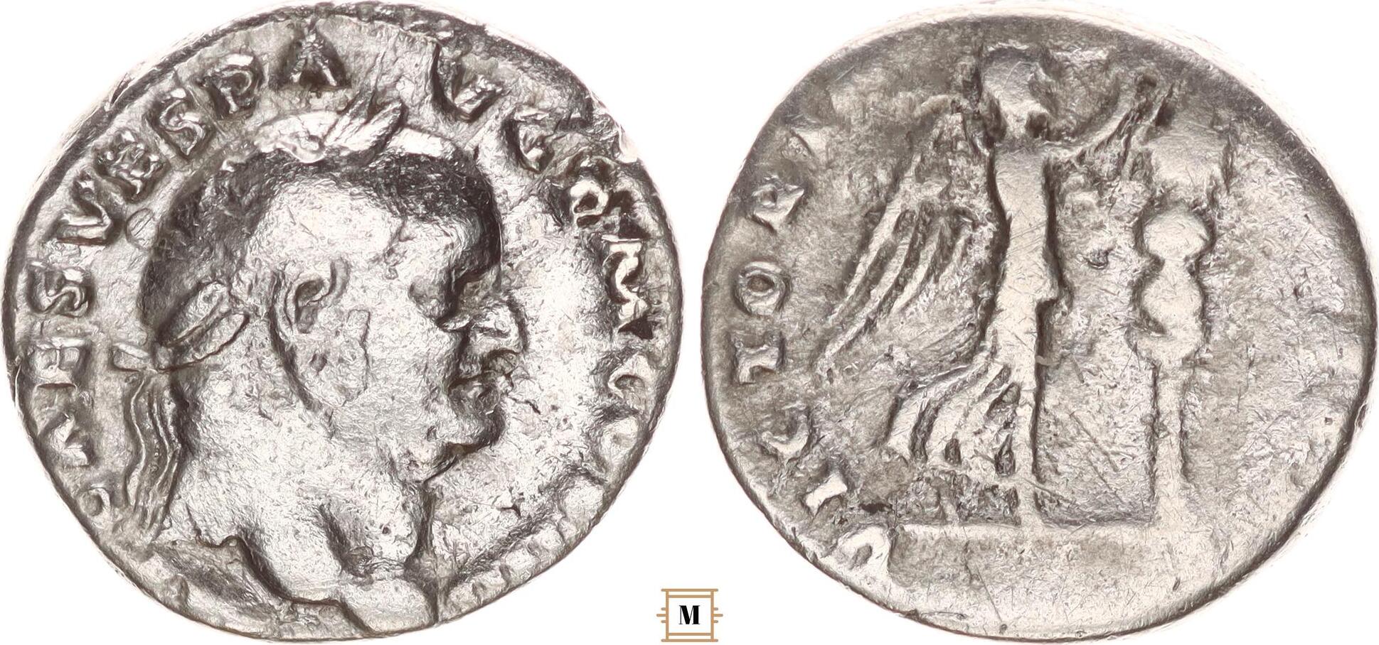 Roman Empire AR denarius 69-79 Vespasian, Judaea Capta issue, VICTORIA ...