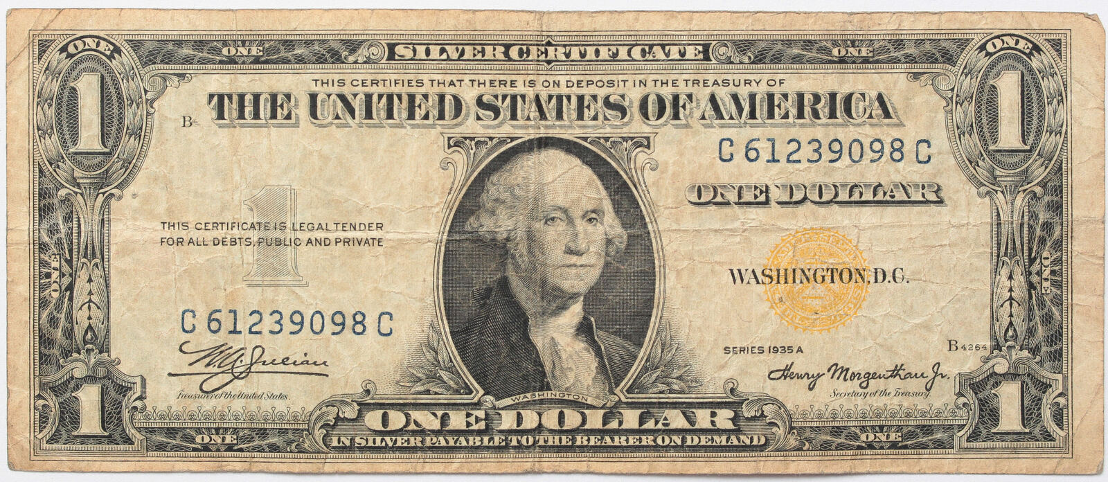 USA 1 Dollar 1935A Silver Certificate Yellow Seal MA Shops usa-1-dollar-1935a-silver-certificate-yellow-seal-ma-shops