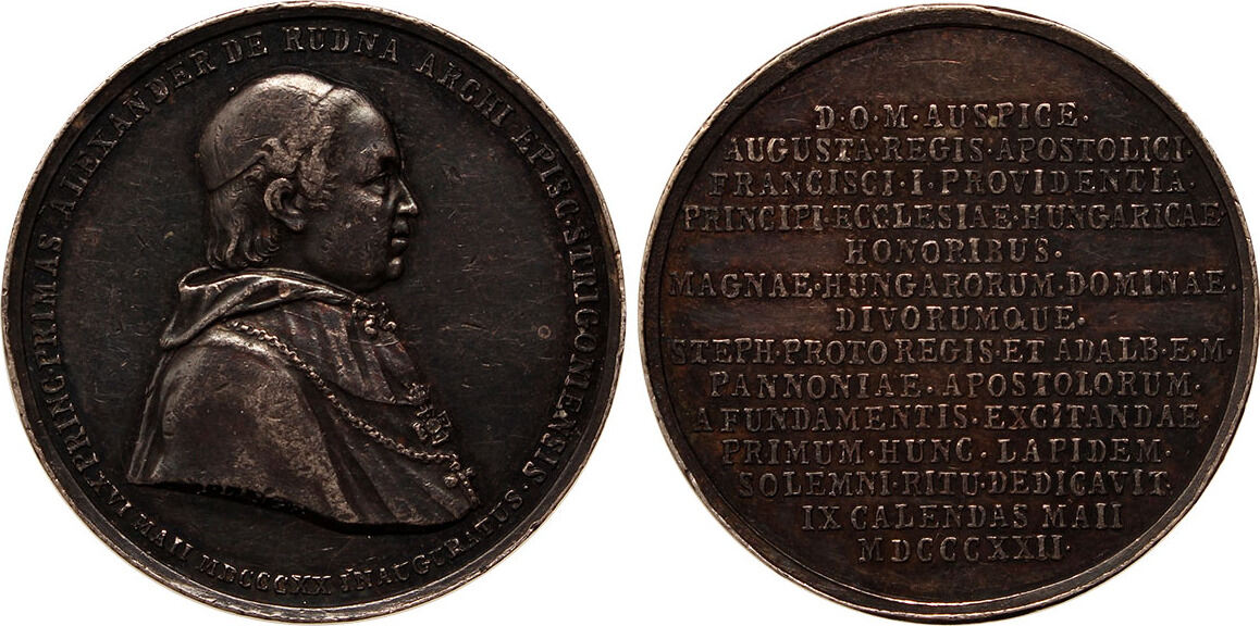 Hungary silbermedaille 1822 Cardinal Alexander Rudnay, Basilica von ...