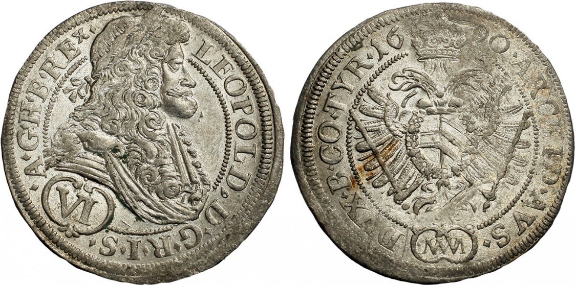 Austria 6 kreuzer 1690 Leopold I., MM Wien XF