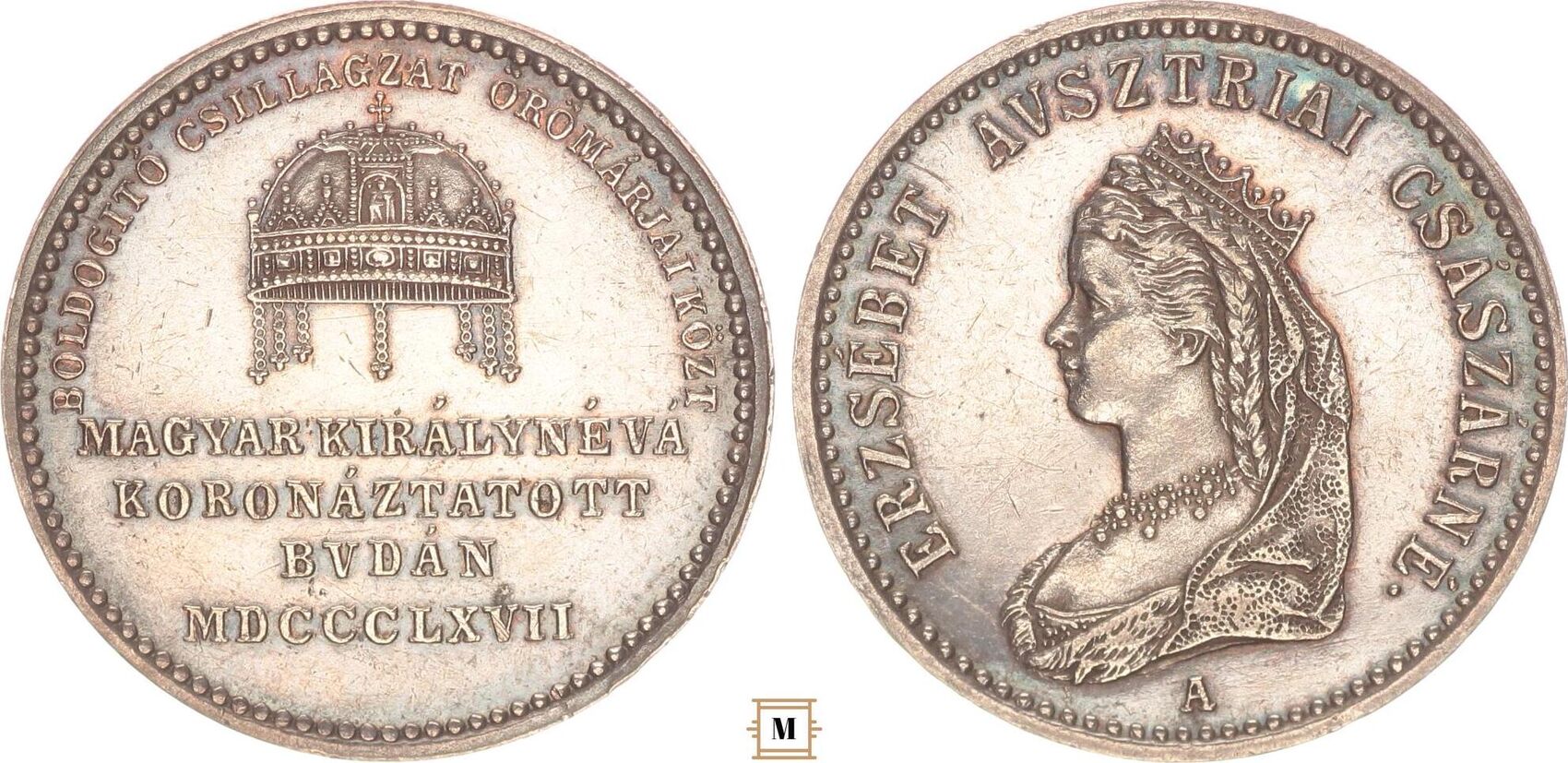 Hungary AR coronation jeton Franz Joseph, Coronation of Elisabeth in