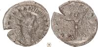 Roman Empire AR Antoninianus Gallien, VICT GERM, Victory advancing left, captive at feet -