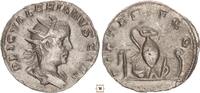 Roman Empire AR Antoninianus Valerian II. as Caesar, PIETAS AVGG, Priestly implements -