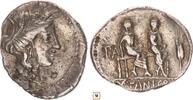 Roman Empire AR denarius 86 BC M. Fannius and L. Critonius, Bust of Ceres/Two Aedilis seated