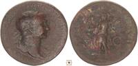 AE Sestertius 98-117 Roman Empire Trajan, SPQR OPTIMO PRINCIPI, Roma standing, Dacian at feet 