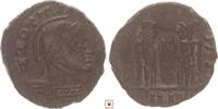 follis 310-337 Roman Empire Constantine I., Helmeted bust/Two victories holding shield barbaric shield