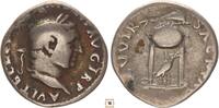 Roman Empire AR denarius 69 Vitellius, Tripod, Dolphin on top, raven below