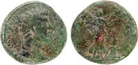 Roman Empire AE sestertius Marcus Aurelius, Victory standing armenian captive at feet -