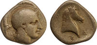 Greek AR Hemidrachm Pharsalos (Thessaly), Head of Athena/Horse head -