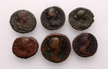 Roman Empire sestertius, as 6 pcs lot, Faustina senior, Faustina Junior -