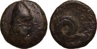 Greek AE dichalkon Thessaly, Homolion, Head of Philoktetes / Serpent, R! -