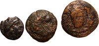 Greek AE tetrachalkon, dichalkon, chalkon 3 pcs lot of Thessaly, Larissa, Phalanna, Larissa Kremaste -