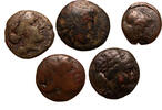 Greek AE tetradrachm, trichalkon, dichalkon 5 pcs lot of Thessaly, Thessalian League -