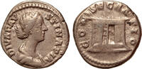 Roman Empire denarius Divu Faustina Junior, Consecratio altar enclosure with doors -