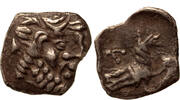 Greek obol Lycaonia, Laranda, Head of Baal/Forepart of a Wolf -