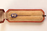 Italy gift badge Vittorio Emanuele II., enameled, diamonds, 6kt gold pin, Hartley London -