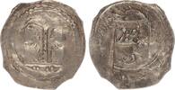 Austria friesacher pfennig Unbekannte Münzstatte, Zwei büsten über mauer, dazwischen palme / bischofbrust -