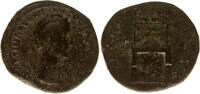 Roman Empire AE sestertius Diva Faustina Senior, Throne on which is a scaptre, below peacock, R! -