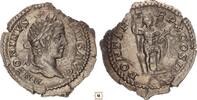 Roman Empire AR denarius Caracalla, PONTIF TR PX COS II Emperor standing in military dress -
