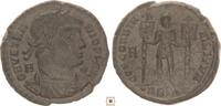 Roman Empire centenionalis Vetranio, Emperor holding Labarum in each hand, Siscia -