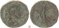 Roman Empire AE sestertius Marcus Aurelius, Victory flying, holding garland -