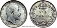 Great Britain / Großbritannien 6 PENCE König Eduard VII -