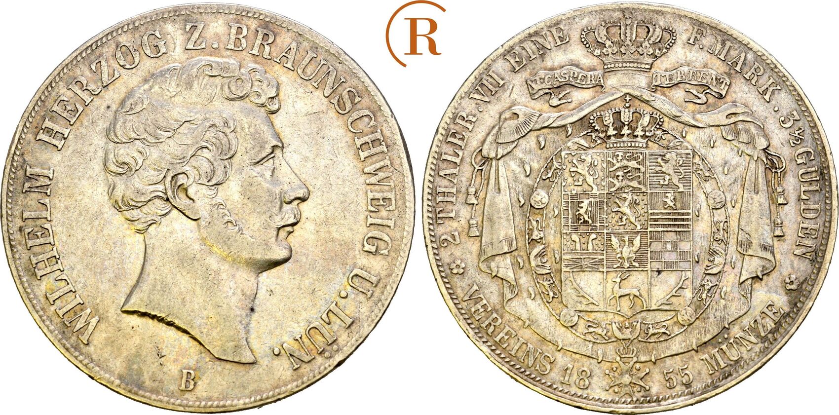 BRAUNSCHWEIG-LÜNEBURG Wilhelm, 1831-1884 Doppeltaler 1855 B, Hannover ...