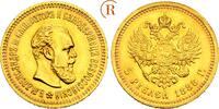 RUSSLAND Alexander II., 1881-1894 5 Rubel 1888, St. Petersburg Gold. Sehr selten in dieser Erhaltung. Prachtexemplar. Fast St