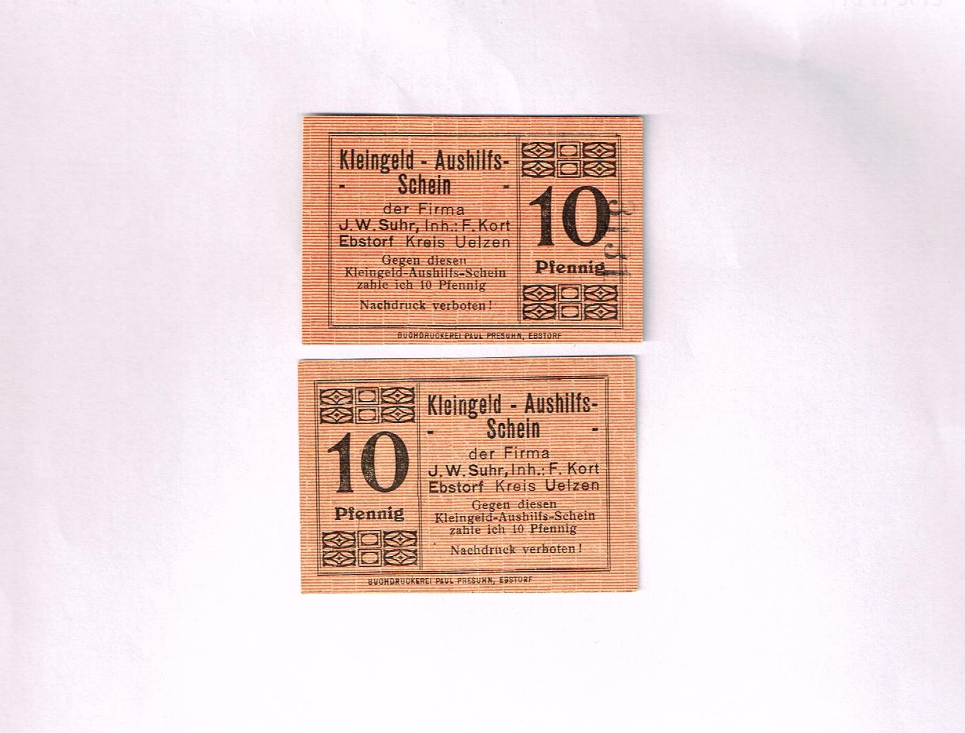 Niedersachsen Epstorf 10 Pfennig O D J W Suhr Inh F Kort I Ma Shops