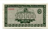Württemberg 20 T. Mark 15.6.1923 Stuttgart, II