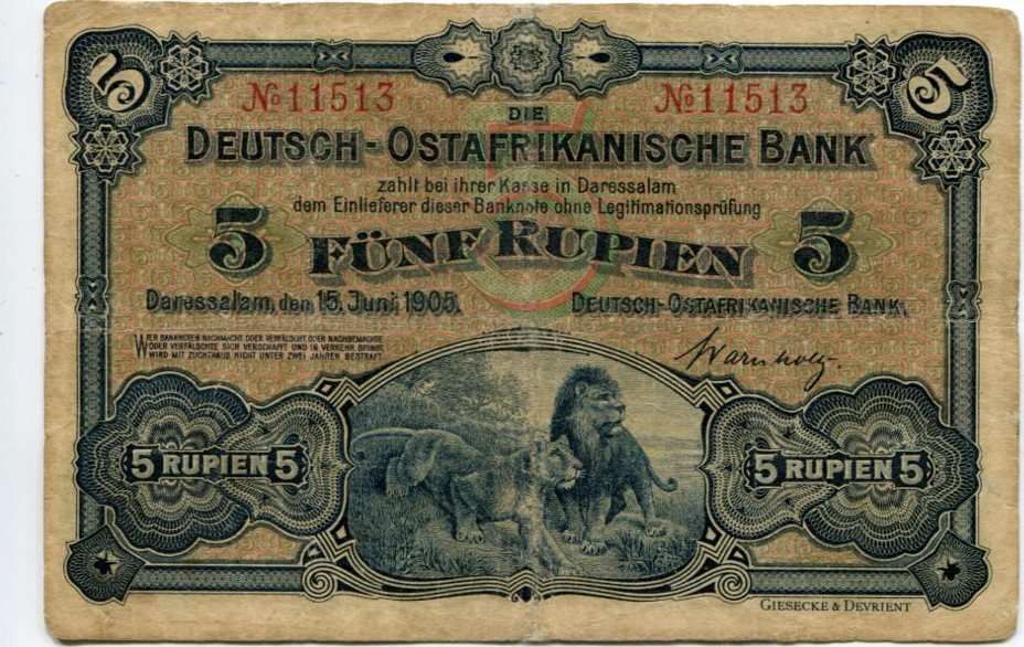 Deutsch Ostafrika, 5 Rupien 1905 III | MA-Shops