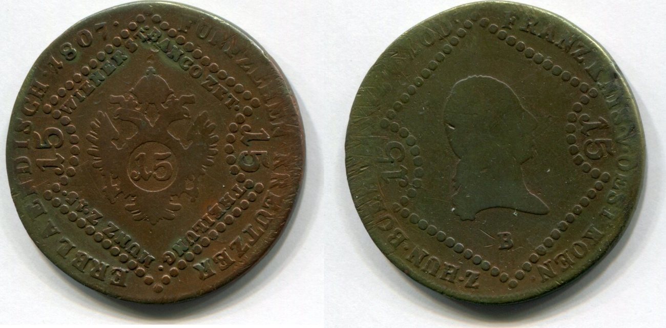 Österreich 15 Kreuzer 1807 B ~ ~ Franz I. ~ S | MA-Shops