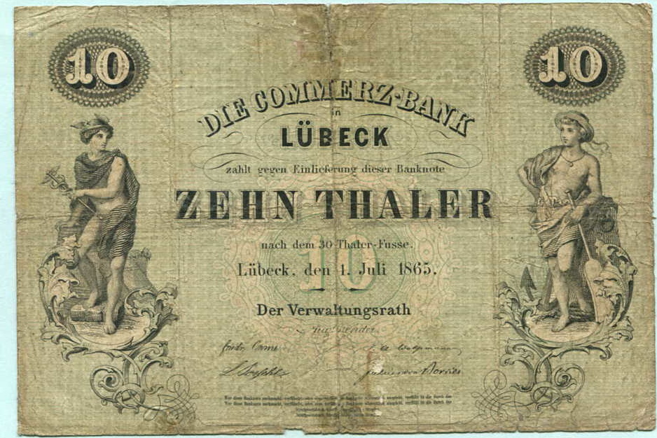 Lubeck 10 Taler 1865 Commerzbank Gebraucht Ma Shops