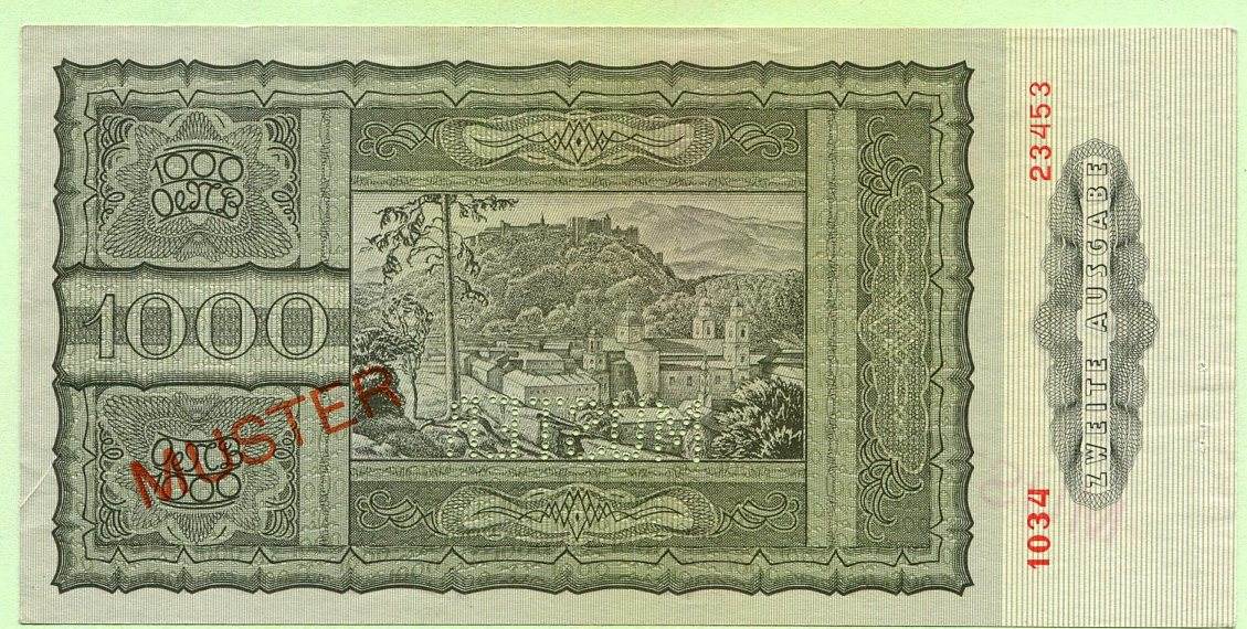 Österreich, 1000 Schilling 1947 II.Auflage-MUSTER- | MA-Shops